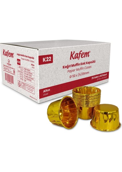 Luxury Altın Muffin Kek Kapsülü 25LI x 60 Paket (Koli) - K22 1 Adet