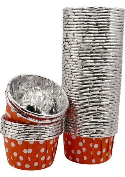 Luxury Turuncu Silver Puantiyeli Muffin Kek Kapsülü 50LI - V 1 Adet