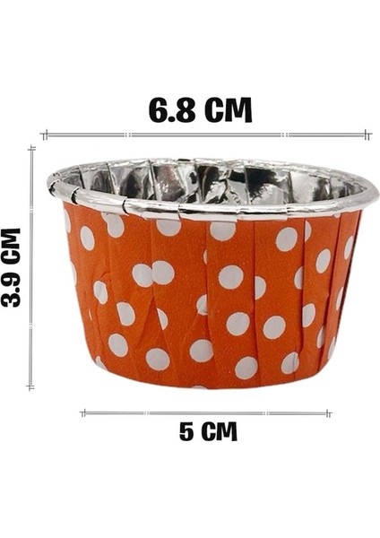 Luxury Turuncu Silver Puantiyeli Muffin Kek Kapsülü 50LI - V 1 Adet modelleri
