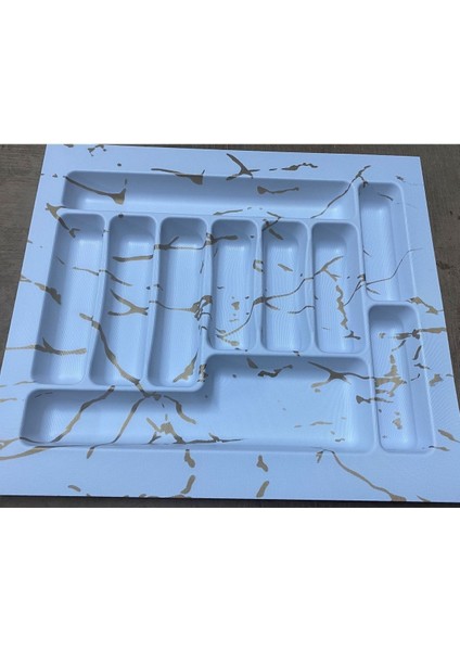 Luxury Gold Detaylı Beyaz Düzenleyici 55 cm Kaşıklık , 55 cm Kepçelik 55X49 cm Kesilebilir Sert Plastik 1 Adet
