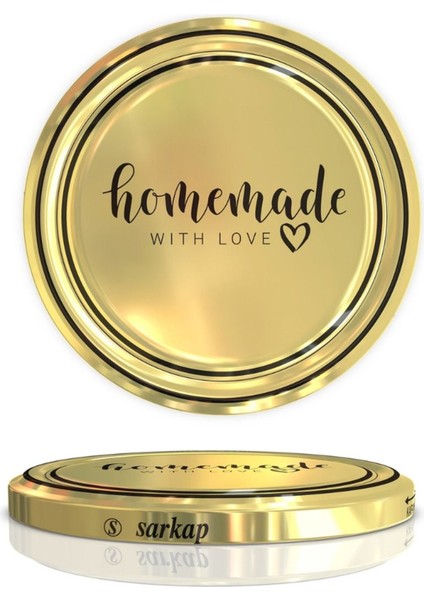Luxury Hijyenik Paketli 10 Adet Kavanoz Kapağı - Home Made Gold - 82MM 1 Adet
