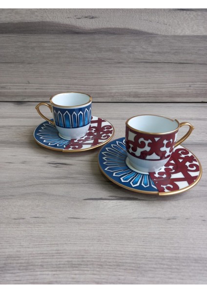 Luxury Olıvıa-2 Kişilik Çift Desenli Kahve Fincanı Seti 1 Adet