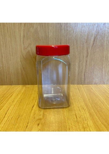 Luxury 370 cc Pet Kavanoz - Kırmızı Plastik Kapaklı - 370 ml Plastik KAVANOZ(5ADET) 1 Adet