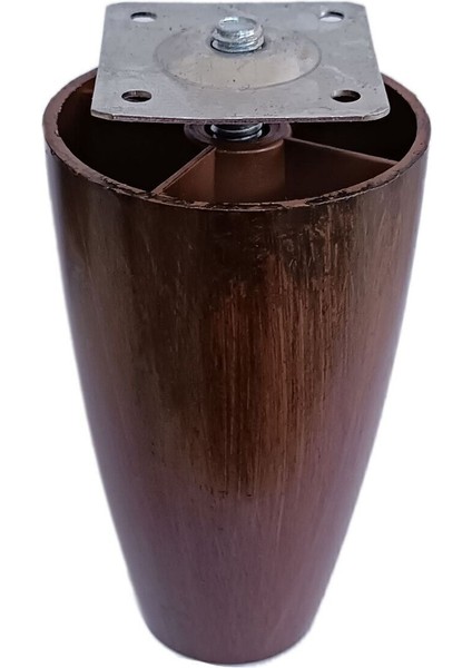 Luxury 12 cm Plastik Dolap Mobilya Baza Ayağı Robot Süpürge Ayağı Tablalı Desenli Ceviz (Ince Dişli) 1 Adet