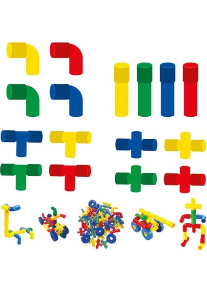Luxury Tekerlekli Boru ve Dirsekler Eğitici LEGO Oyunu 72 Parça 1 Adet