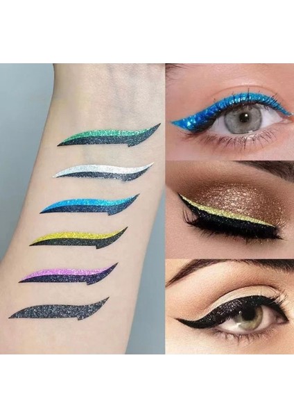 Luxury Kendinden Yapışkanlı Sticker Glitter Eyeliner 5 Çift 1 Adet