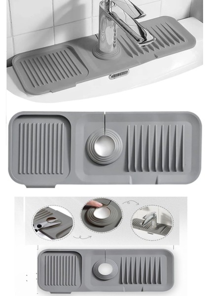 Luxury Elastik Mutfak Banyo Musluk Matı Düzenleyici Kaydırmaz Taban Organizer Lavabo Kenar Matı 1 Adet