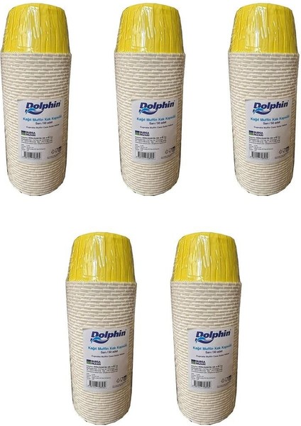 Luxury Muffin Kağıt Karton Desenli Cupcake Kek Kalıbı Kapsülü Kabı - Sarı - 50 Adetlik 5 Paket 1 Adet