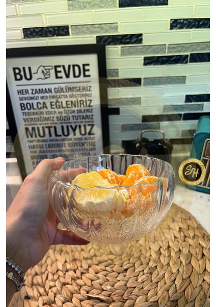 Luxury Burgulu Cam Kase 350 ml Borosilikat Cam Çift Cidarlı Çorba Tatlı Kasesi Sunum Kasesi 13X13 1 Adet