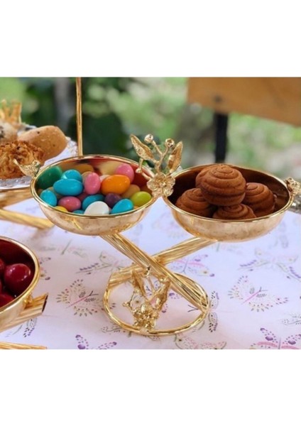 Luxury Çerezlik Lokumluk Kahve, Çay Yanı Servisi Gold Serisi 2'li 1 Adet