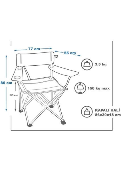 Luxury Kamp & Plaj Sandalyesi Xl 1 Adet