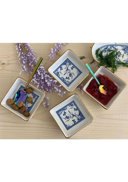Luxury Stoneware Çerezlik 10 cm 4 Adet Blueblanc 1 Adet
