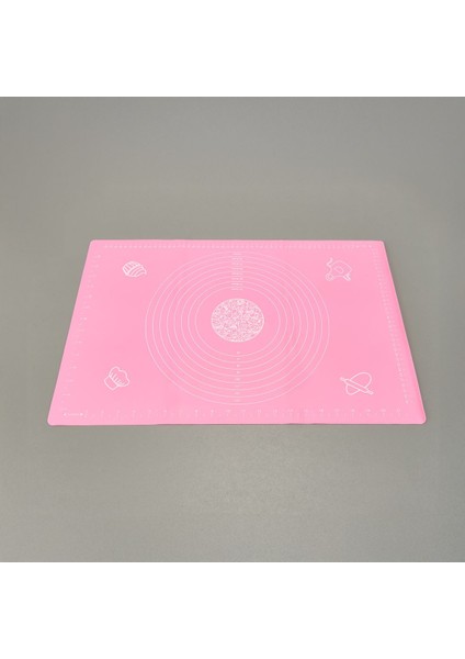 Luxury Büyük Boy Silikon Hamur Açma Matı - Pembe - 65X45 cm 1 Adet