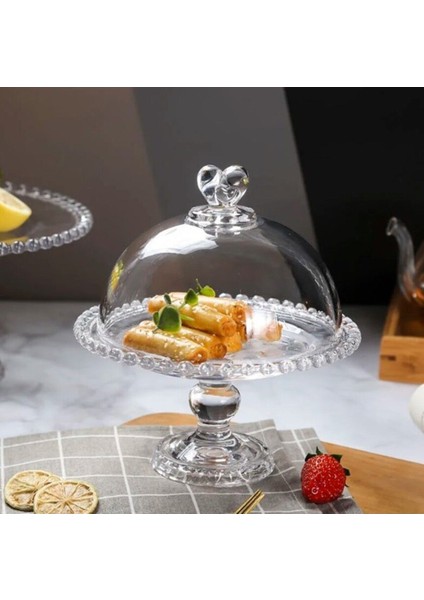 Luxury Cam Kapaklı Ayaklı Fanus 1 Adet