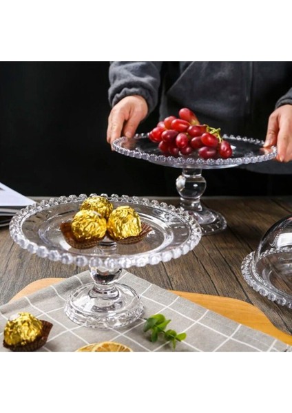 Luxury Cam Kapaklı Ayaklı Fanus 1 Adet