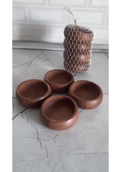 Luxury 4 Lü Ahşap Çerezlik 9 cm Çap Ahşap Koyu Renk Kase 1 Adet fiyatları