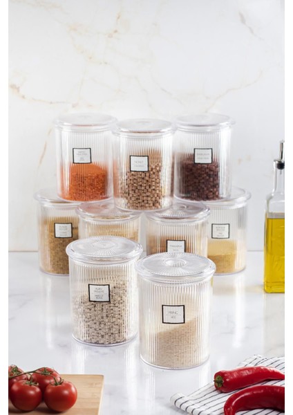 Luxury 9'lu Barok Yuvarlak Büyük Kavanoz Seti & Saklama Kabı & Erzak Kabı (9*2000 Ml) 1 Adet fiyatları