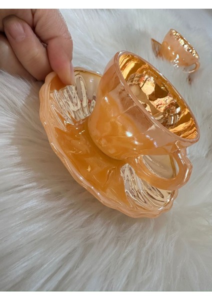 Luxury Sarı Nostaljik Fincan 2'li 1 Adet