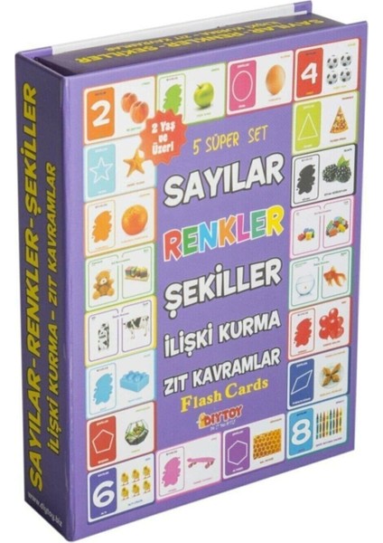 Luxury , Süper Set, Sayılar, Renkler, Şekiller, Ilişki Kurma Eğitici Kartlar, Süper Set, Flash Cards 1 Adet