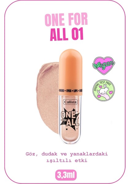 Luxury One For All Eyes & Lips & Cheeks Işıltılı Likit Göz farı - 01 Daylight 1 Adet
