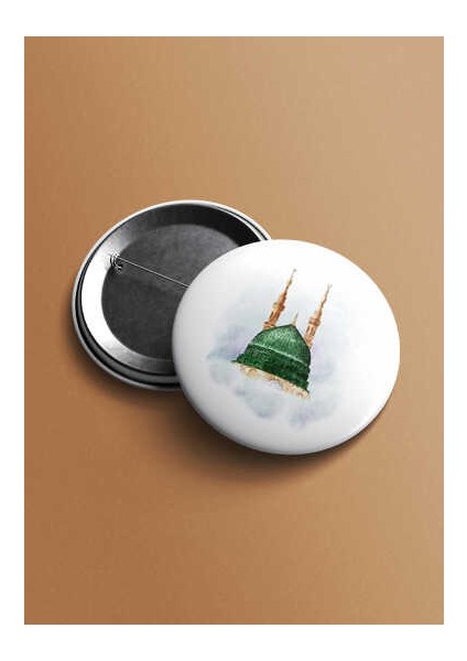 Yesil Kubbe Minareli Islami Igneli Rozet