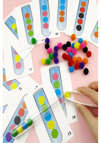 Luxury Montessori Renk Eşleştirme Eğitici Oyuncak-Test Tüp Boncuk Dizme Puzzle Oyuncak 1 Adet