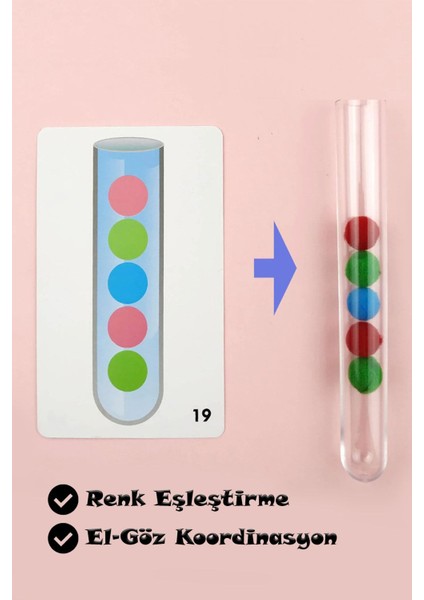 Luxury Montessori Renk Eşleştirme Eğitici Oyuncak-Test Tüp Boncuk Dizme Puzzle Oyuncak 1 Adet