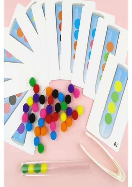 Luxury Montessori Renk Eşleştirme Eğitici Oyuncak-Test Tüp Boncuk Dizme Puzzle Oyuncak 1 Adet
