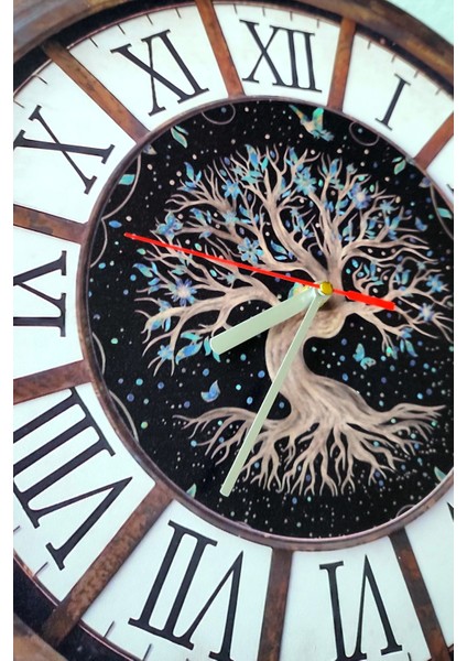 Dekoratif Doğa Uv Baskılı Roma Rakamlı Duvar Saati fırsatları