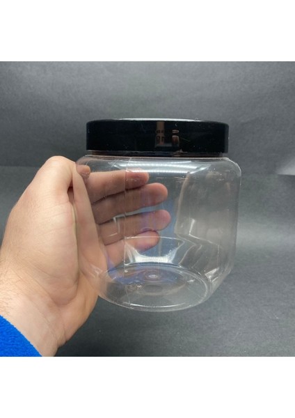 Luxury 750 cc Pet Kavanoz - Siyah Plastik Kapaklı - 750 ml Plastik Kavanoz 1 Adet fırsatları