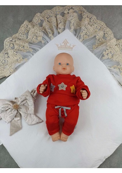 Yenidoğan Sar Kadife Taç Nakışlı Inci Fiyonklu Çift Dantel Duvak Trilüks Kundak Bebek Battaniyesi Vizon- Gold fırsatları