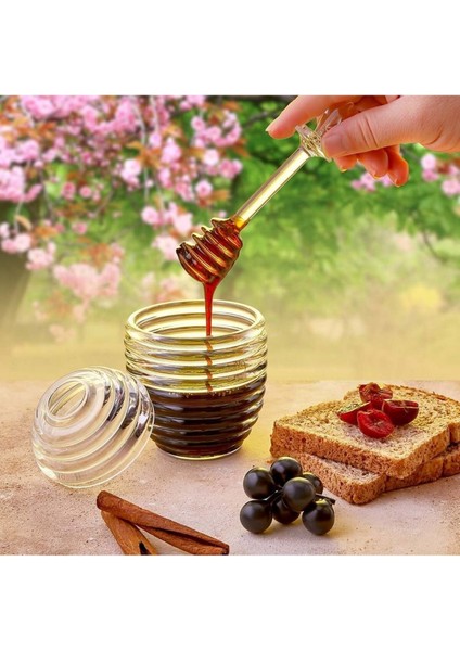 Luxury Bal Kavanozu & Bal Kaşığı, Kristal Bal Reçel Pekmez Kavanozu ve Kaşığı 1 Adet