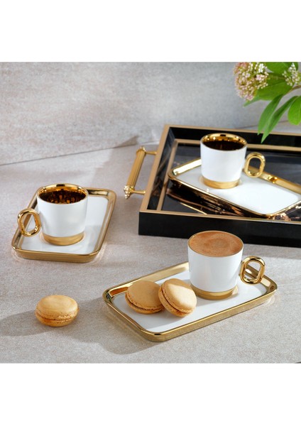 Luxury Goldie 6 Kişilik Kahve Fincan Seti 12 PARÇA-BEYAZ04 1 Adet