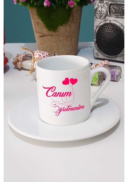 Luxury Canım Öğretmenim Tasarımlı Öğretmenler Günü Hediyesi Türk Kahvesi Fincanı Beyaz 1 Adet