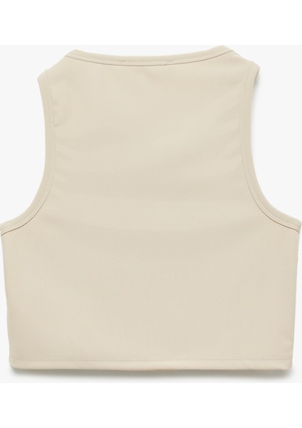 Bisiklet Yaka Kolsuz Dar Kesim Crop Basic Atlet