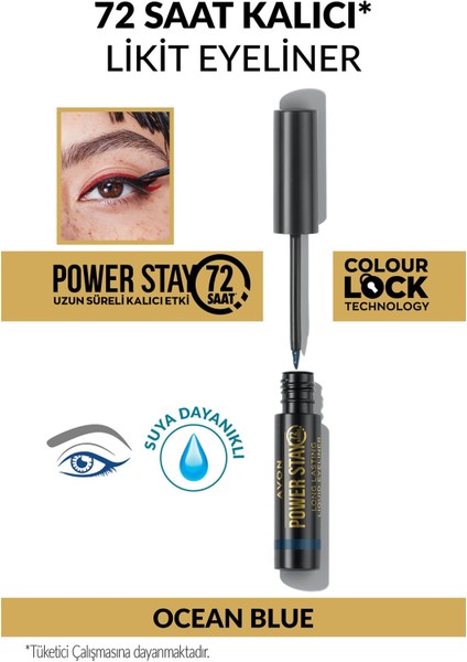 Power Stay Uzun Süre Kalıcı Likit Eyeliner Ocean Blue 1 Adet