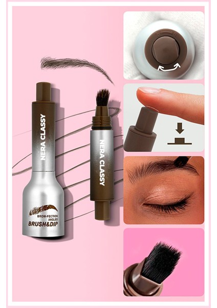 Luxury Brow-Fection Angled Brush & Dip Eyebrow Brush, Waterproof Kaş Dövme Kalemi, Kalıcı Kaş Boyası 1 Adet