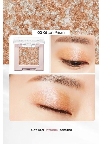 Luxury Topaklanmayan, El Yapımı Glitter Far Modern Shadow Glitter Prism (No.2 Kitten Prism) 1 Adet