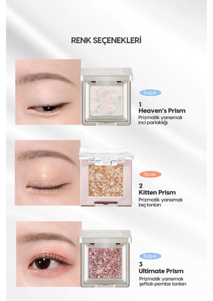 Luxury Topaklanmayan, El Yapımı Glitter Far Modern Shadow Glitter Prism (No.2 Kitten Prism) 1 Adet