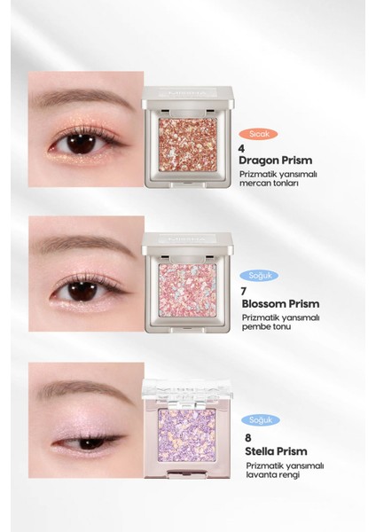 Luxury Topaklanmayan, El Yapımı Glitter Far Modern Shadow Glitter Prism (No.2 Kitten Prism) 1 Adet