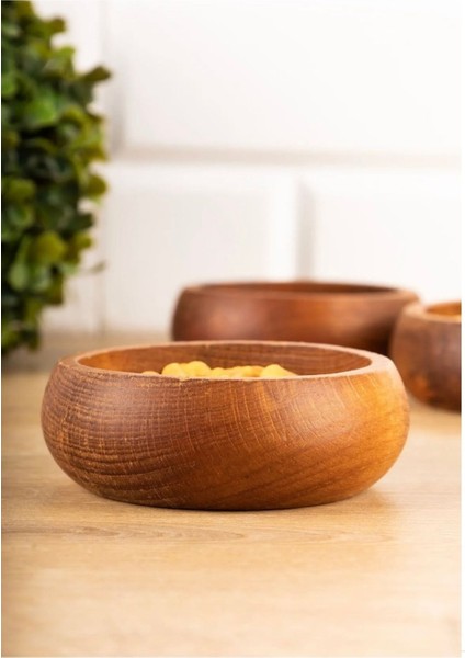 Luxury 6’lı Ahşap Kase Çerezlik Koyu Renk Kahvaltılık Kase Tabak 9 cm Çerezlik 1 Adet fırsatları