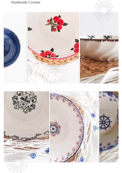Luxury Salata Kase Seramik Modern Çiçek Desen Kırmızı 25 cm 1 Adet fiyatları