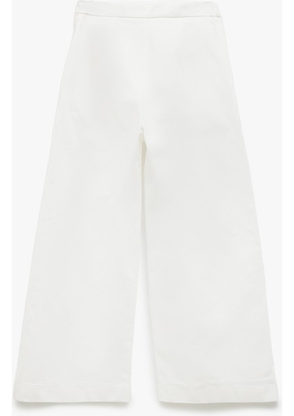 Pamuklu Düğme Detaylı Geniş Paça Pantolon fiyatları