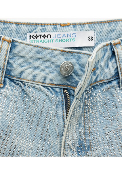 Yüksek Bel Rahat Kesim Pamuklu Yırtık Mini Denim Şort