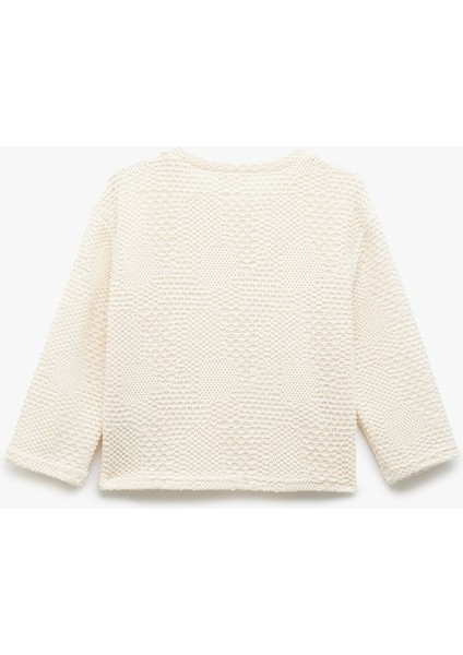Bisiklet Yaka Uzun Kollu Pamuk Karışımlı Sweatshirt