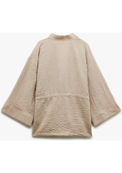 Uzun Kollu Cepli Beli Bağcık Detaylı Kruvaze Kimono fırsatları