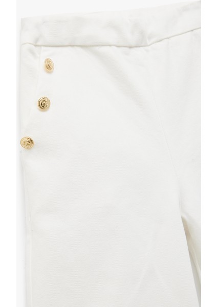 Pamuklu Düğme Detaylı Geniş Paça Pantolon modelleri