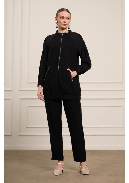 Kadın File Detay Tansel Takım Siyah 31052