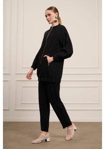 Kadın File Detay Tansel Takım Siyah 31052