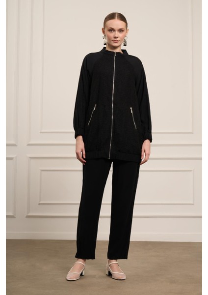 Kadın File Detay Tansel Takım Siyah 31052